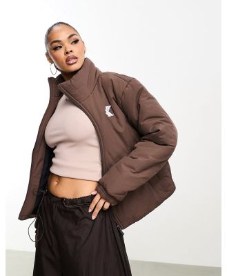Karl Kani OG puffer jacket in brown with wavy zip detail