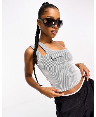Karl Kani signature logo asymmetric cut out crop top in white (part of a set)