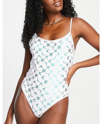 Karl Lagerfeld swimsuit in white holographic