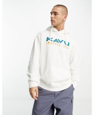 Kavu Spellout chest print hoodie in off white