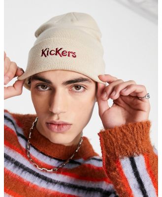 Kickers knitted beanie with red logo-White