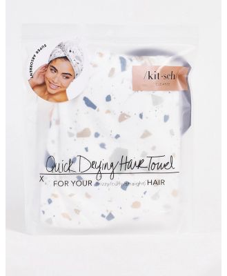 Kitsch Microfiber White Terrazzo Hair Towel