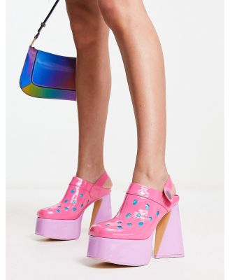 KOI Candyfloss Power Alien heeled clogs in pink