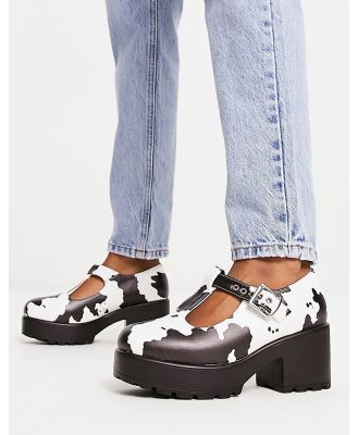 Koi chunky mary jane shoes in cow print-Multi
