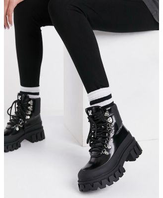 Koi Footwear Syndrome chunky hiker boots in black - BLACK