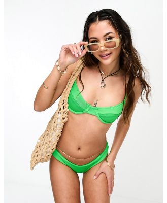 Kulani Kinis Ditzy underwire bikini top in peppermint ribbed-Green