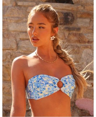 Kulani Kinis Love Story strapless bandeau bikini top in blue floral print