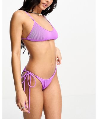 Kulani Kinis minimal tie back bikini top in Electric Violet ribbed-Purple