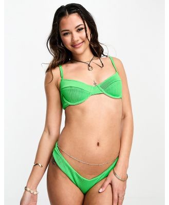 Kulani Kinis V cheeky bikini bottoms in Peppermint Ribbed-Green