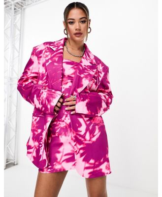 Kyo The Brand oversized blazer in pink dye print (part of a set)-Multi