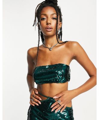 Kyo The Brand sequin bandeau crop top in green (Part of a 3-piece set)