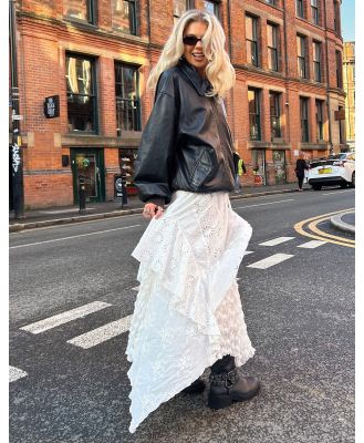 Labelrail x Daisy Birchall textured layered boho maxi skirt in white