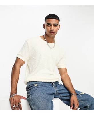 Labelrail x Stan & Tom cable effect textured t-shirt in ecru-White