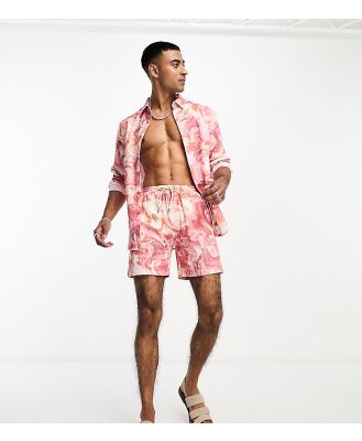 Labelrail x Stan & Tom marbled print linen shorts in pink multi (part of a set)