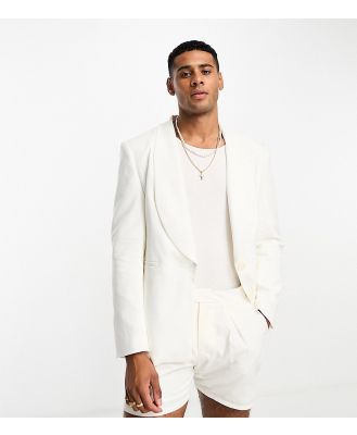 Labelrail x Stan & Tom relaxed Riviera linen suit jacket in cream (part of a set)-White