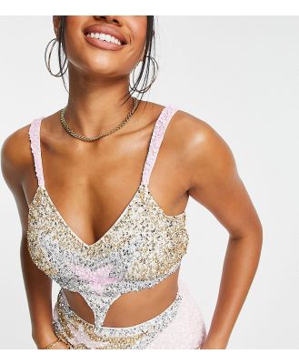 Lace & Beads exclusive star crop top in sequin (part of a set)-Multi