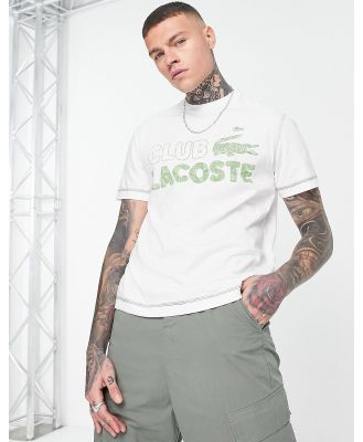 Lacoste club relaxed fit t-shirt in white with front graphics