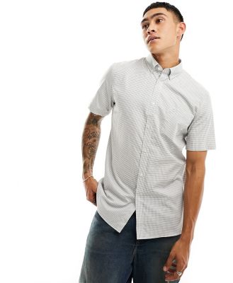Lacoste short sleeve check shirt in green