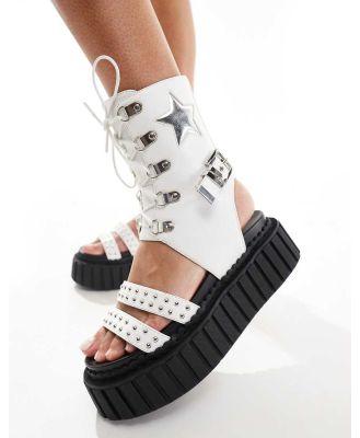 Lamoda Haunting lace up sandals with star in white