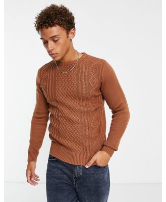 Le Breve diamond cable knit jumper in light brown