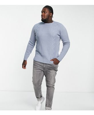 Le Breve Plus diamond cable knit jumper in light grey