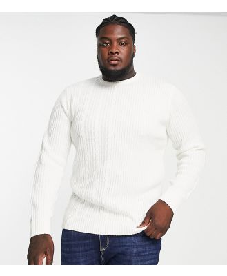 Le Breve Plus split jacquard knit jumper in ecru-White