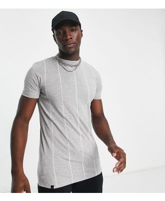 Le Breve Tall vertical stitch t-shirt in light grey