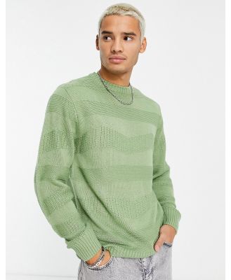 Le Breve wave knit jumper in green
