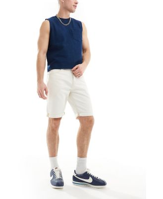 Lee 5 pocket straight denim shorts in clean white
