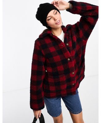 Lee check teddy jacket in black and red-Multi