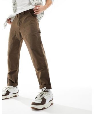 Lee panelled carpenter straight fit canvas jeans in tan-Brown