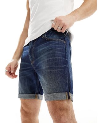Lee Rider slim fit denim shorts in dark wash-Navy