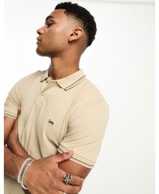Lee short sleeve jersey collared shirt in tan-Yellow