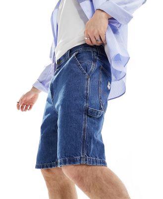 Lee straight fit denim carpenter shorts in mid wash-Blue