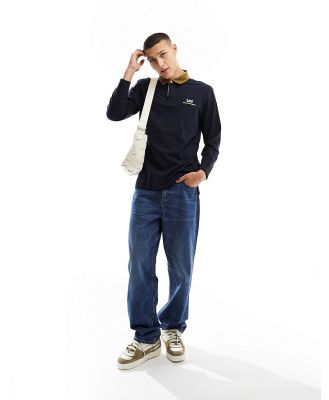 Lee varsity logo relaxed fit rugby polo in navy