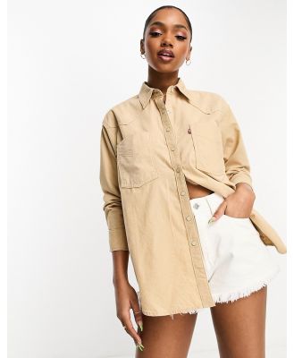 Levi's Donovan western shirt in tan with logo-Brown
