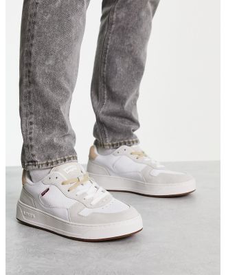 Levi's Glide leather sneakers in cream suede mix with chunky sole and red tab logo-White