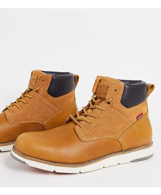 Levi's Jax Plus suede mix boots with red tab in tan-Neutral