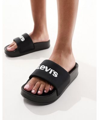 Levi's June bold padded sliders with logo in black