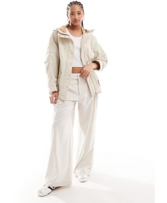 Levi's Melina rain jacket in cream with hood-White