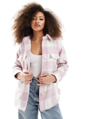 Levi's Nola shacket in pink check with pockets