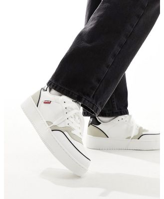 Levi's Paige leather sneakers in white cream mix with red tab logo