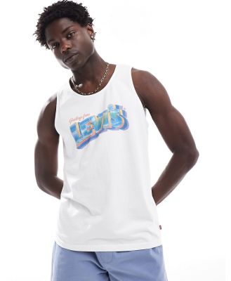 Levi's postcard surf logo print relaxed fit singlet in white