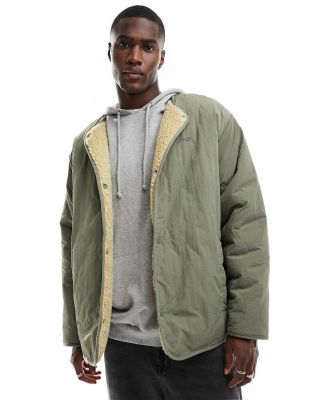 Levi's Reversible Abbots padded jacket in green/cream with shearling lining