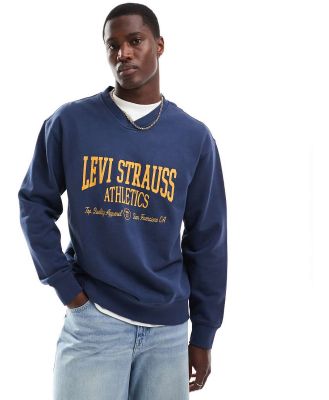 Levi's v-neck athletics logo sweatshirt in navy