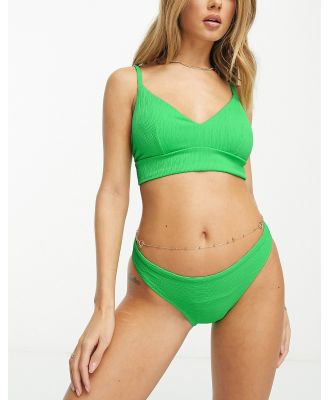 Lindex Bella textured high leg bikini bottoms in green