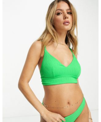 Lindex Kelly textured crop bikini top in green