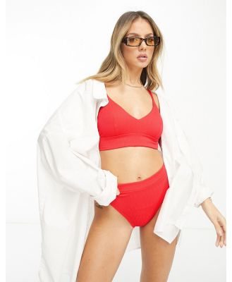 Lindex Kelly textured crop bikini top in light red