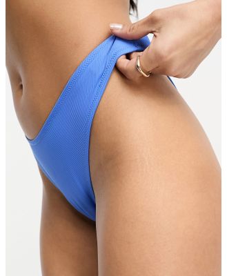Lindex Naomi rib high leg bikini bottoms in blue