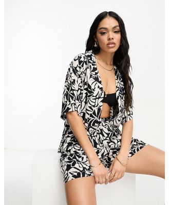 Lindex resort printed shirt in black and white (part of a set)-Multi